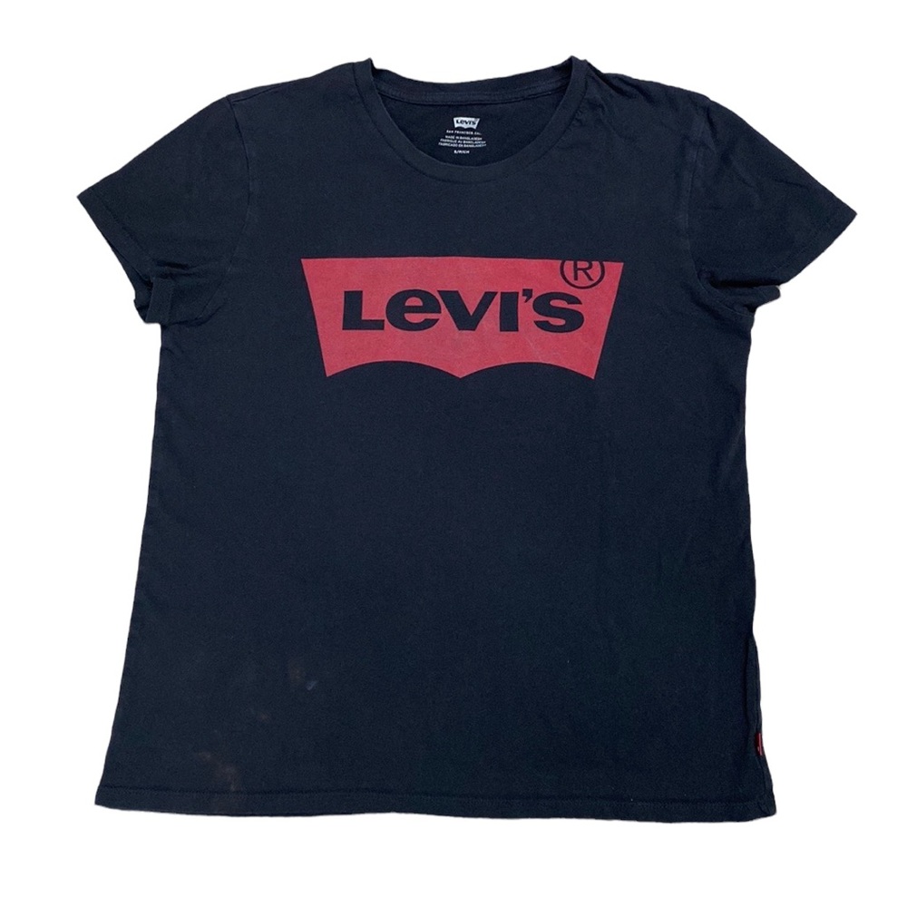 Levi’s Logo Short Sleeve Tee Shirt, Black and Red